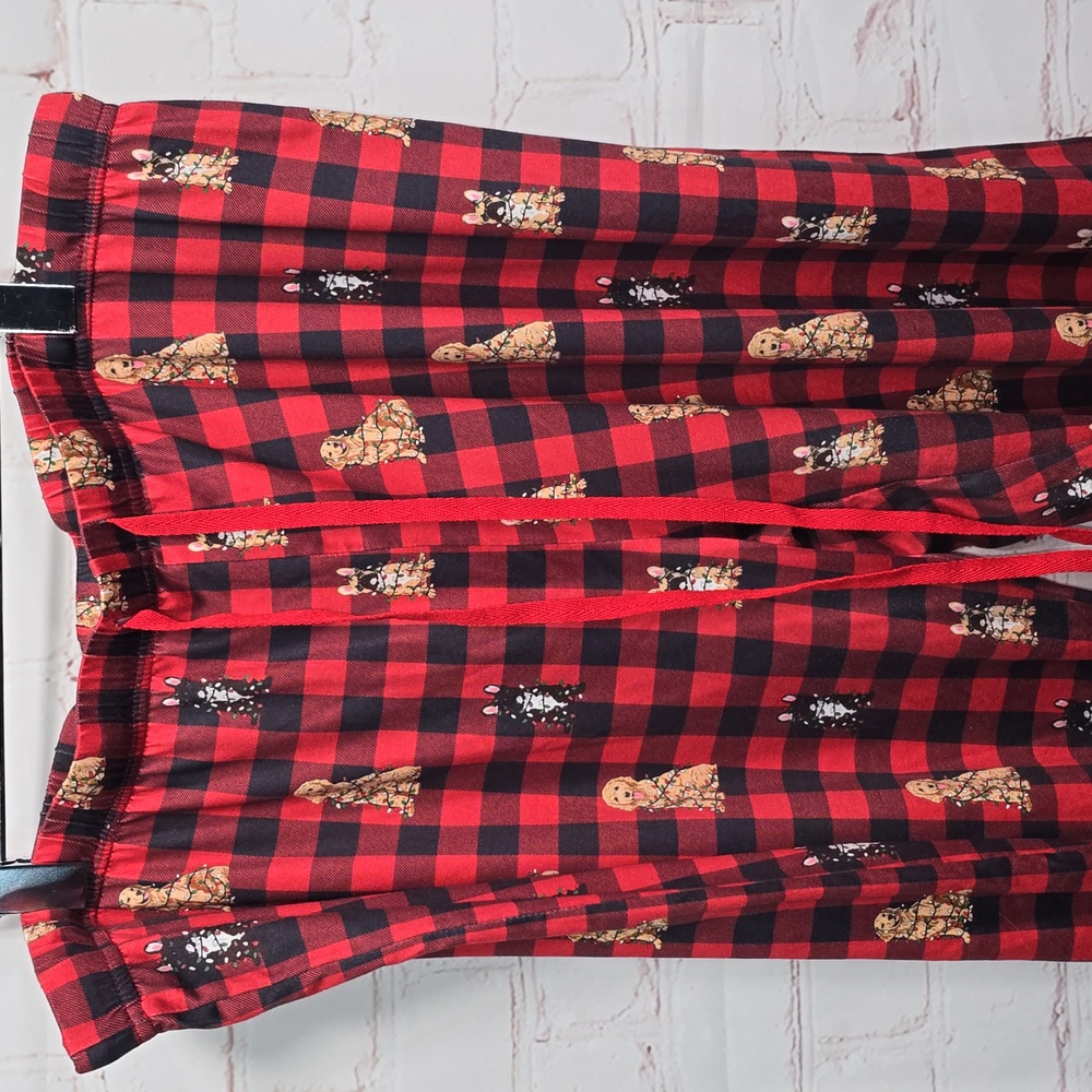 Simply Southern Lounge PJ Pants Dogs Tangled Christmas Lights Plaid Women XL - Picture 2 of 16